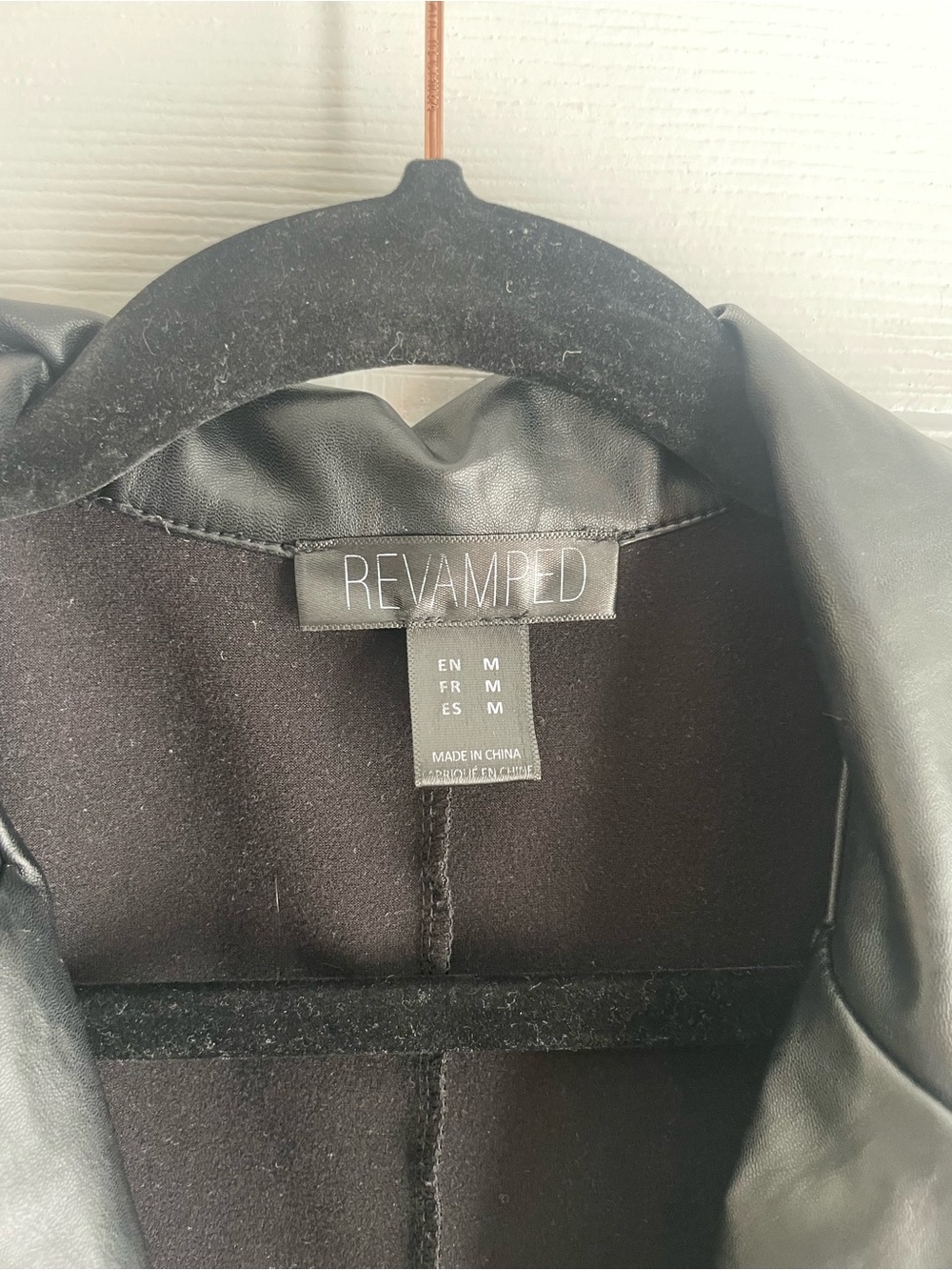 Black Faux Leather Blazer Jacket - Picture 3 of 5